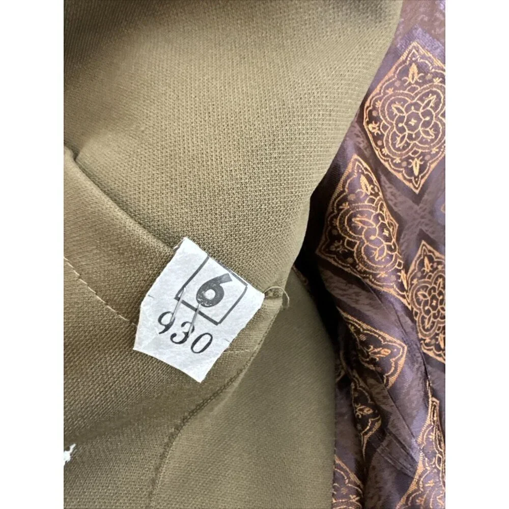 Vintage 1960s Military Dress Jacket Blazer‎ Men 44 Tall Khaki  Hippie
